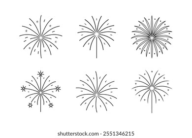 Icono de fuegos artificiales Ilustración de línea de Vector Diseño de contorno de trabajo de fuego