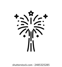 icono de fireworks Vector en estilo de línea