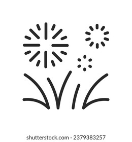 Fireworks Icon. Vector Linear Illustration of Festive Explosion for Chinese New Year and Lunar Celebrations, Isolated Symbol for Joyful Oriental Holidays.