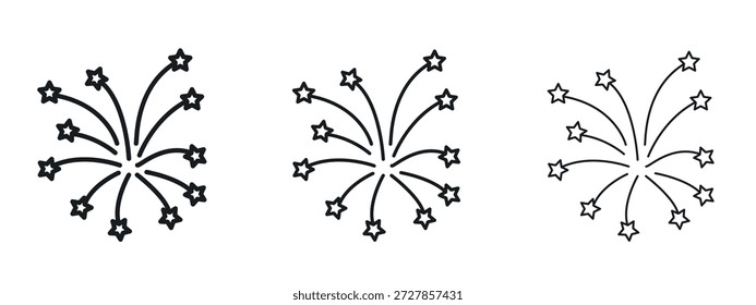 Fireworks icon vector Logo Design Template. Editable Stroke graphics.