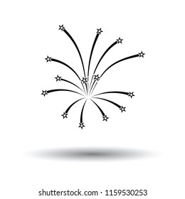 Fireworks icon. White background with shadow design. Vector illustration.