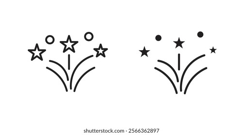 Fireworks icons in line stroke and flat versions