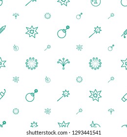 fireworks icons pattern seamless white background. Included editable outline explosion, sparklers, firework icons. fireworks icons for web and mobile.