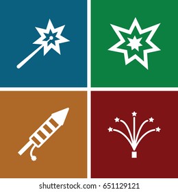 Fireworks icons set. set of 4 fireworks filled icons such as fireworks