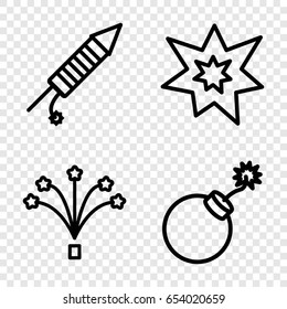 Fireworks icons set. set of 4 fireworks outline icons such as explosion