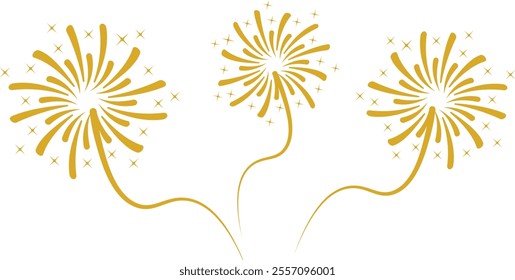 Fireworks icons set. Holiday fireworks with stars and sparks. Fire work collection Vector for Celebration, Party Icon, Anniversary, New Year Event, banner, website. Festival colorful fireworks.