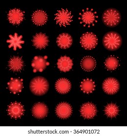 Fireworks Icons Set - Isolated On Black Background - Vector Illustration, Graphic Design, Editable For Your Design