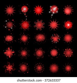 Fireworks Icons Set - Isolated On Black Background - Vector Illustration, Graphic Design, Editable For Your Design
