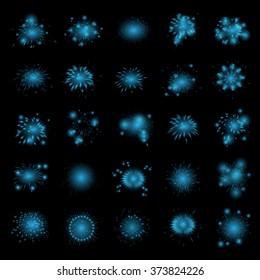 Fireworks Icons Set - Isolated On Black Background - Vector Illustration, Graphic Design, Editable For Your Design