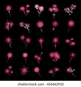 Fireworks Icons Set - Isolated On Black Background - Vector Illustration, Graphic Design, Editable For Your Design