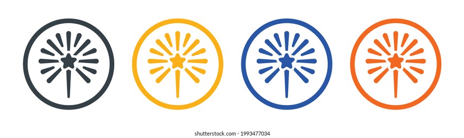 Fireworks icons set on round design. Vector illustration