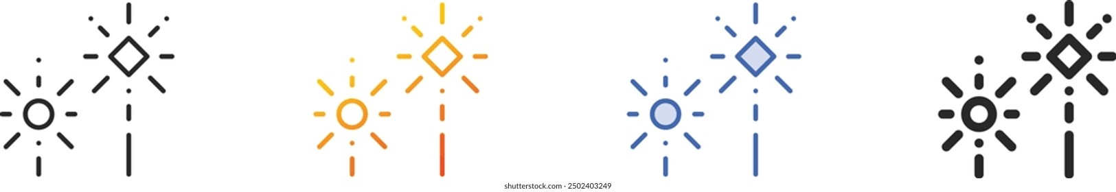 fireworks icon.Thin Linear, Gradient, Blue Stroke and bold Style Design Isolated On White Background