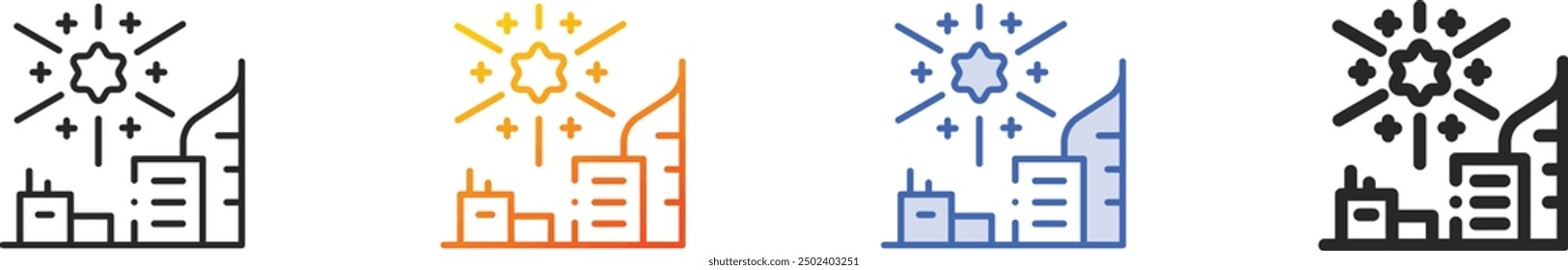 fireworks icon.Thin Linear, Gradient, Blue Stroke and bold Style Design Isolated On White Background