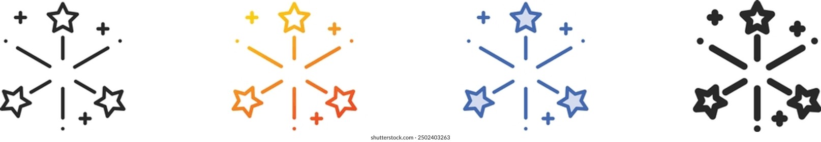 fireworks icon.Thin Linear, Gradient, Blue Stroke and bold Style Design Isolated On White Background