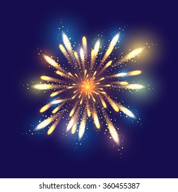 Fireworks illustration, dark background with firework show