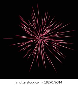 Realistische Farbige Feuerwerke.  Vektorgrafik. Dynamischer Stil. Abstrakte Explosion, Geschwindigkeitslinien aus der Mitte. Vektorgrafik.