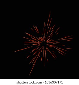 Realistic Colourful fireworks.  Vector illustration. Dynamic style. Abstract explosion, speed motion lines from the middle. Vector illustration.