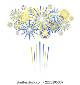 Fireworks illustration isolated on white background. Vector festive background