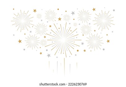 Fireworks illustration isolated on white background. Vector festive background