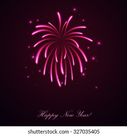 Fireworks illustration,pink background with firework show