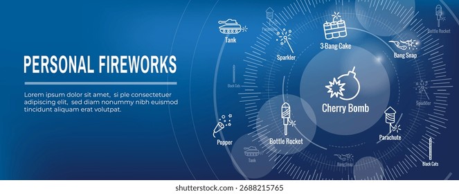 Fireworks and Independence Day Icon Set with Web Header Banner