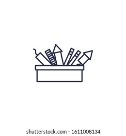 Fireworks inside box design, Celebration festival event holiday party anniversay explosion and festive theme Vector illustration