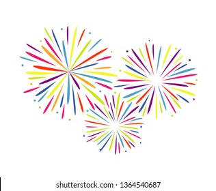 Fireworks isolated. Beautiful fireworks. Bright decoration celebration, anniversary, festival. Vector illustration