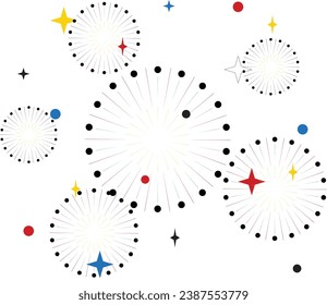 Fireworks isolated on white background. Vector festive background. Happy New Year