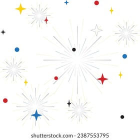 Fuegos artificiales aislados en fondo blanco. Fondo festivo vectorial. Feliz Año Nuevo