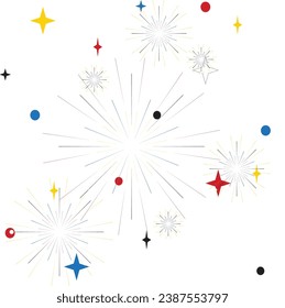 Fireworks isolated on white background. Vector festive background. Happy New Year