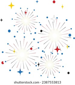 Fireworks isolated on white background. Vector festive background. Happy New Year