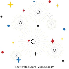 Fireworks isolated on white background. Vector festive background. Happy New Year