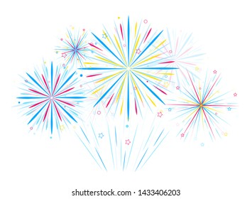 Fireworks isolated on white. Vector illustration