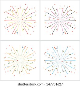 fireworks isolated on white. vector set. eps10