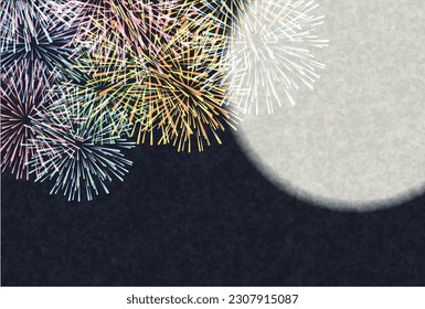 Fireworks Japanese Pattern Moon Background