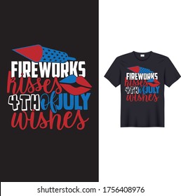 Fireworks kisses 4th of July t-shirt design