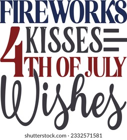 Fireworks Kisses 4th Of July Wishes 