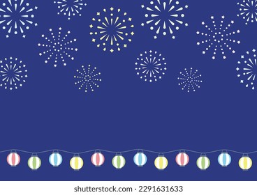 Material de fondo de ilustración de fuegos artificiales y lámparas