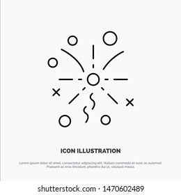 Fireworks, Light, Celebration Vector Line Icon. Vector Icon Template background