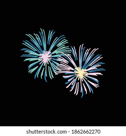 Fireworks light fire for Happy New Year Party digital design graphic 2d hd illustration