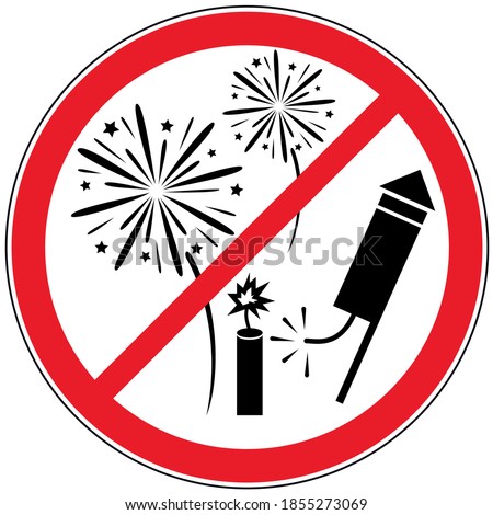 Fireworks and lighting firecrackers prohibited - red prohibition sign