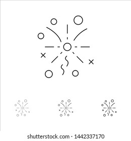 Fireworks Lights, Celebration Bold and thin black line icon set