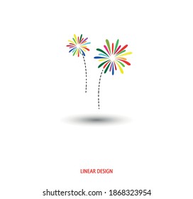 Fireworks lights. Vector graphics in flat style.