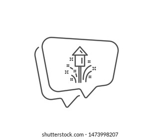 Fireworks line icon. Chat bubble design. Christmas or New year rocket sign. Pyrotechnic symbol. Outline concept. Thin line fireworks icon. Vector