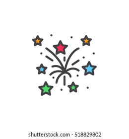 Fireworks line icon, filled outline vector sign, linear colorful pictogram isolated on white. logo illustration