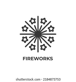fireworks line icon. linear style sign for mobile concept and web design. Outline vector icon. Symbol, logo illustration. Vector graphics