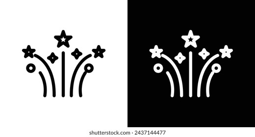 Fireworks Line Icon on White Background for web.