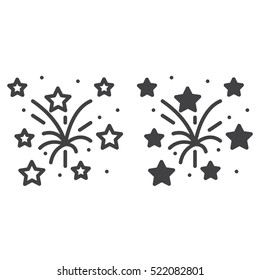 Fireworks line icon, outline and filled vector sign, linear and full pictogram isolated on white, logo illustration