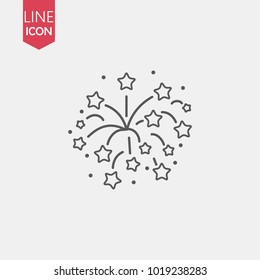 Fireworks Line Icon, Outline Vector Sign, Linear Pictogram Isolated On White. Logo Illustration