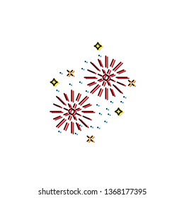 Fireworks line icon outline vector sign linear pictogram isolated on white logo illustration